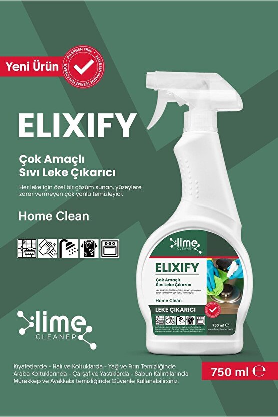 Elixify Çok Amaçlı Ultra Güçlü Sıvı Leke Çıkarıcı 750ml x 3 Adet | Allerjen İçermez