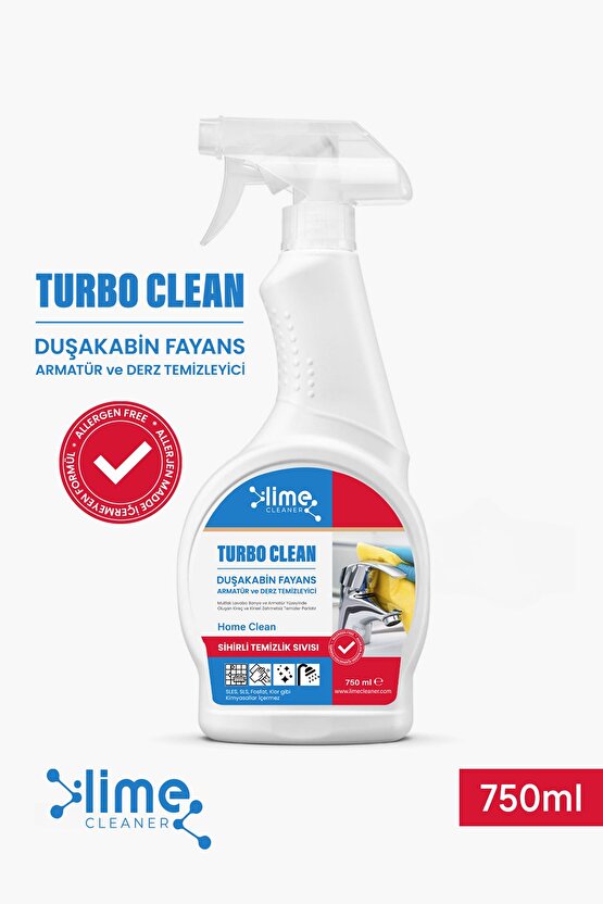 Turbo Clean Ultra Güçlü Banyo Temizleyici ve Kireç Çözücü Sprey 750 ml - Sihirli Temizlik  Sıvısı