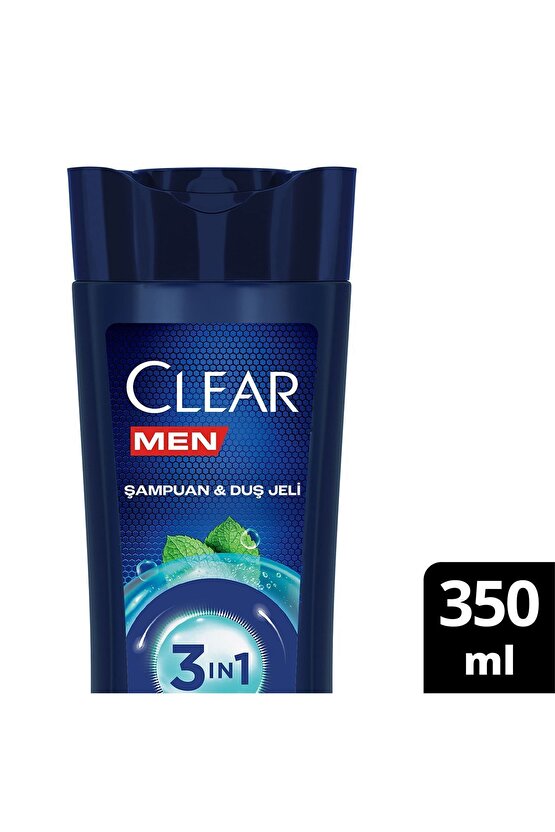 Men 3 in 1 Şampuan & Duş Jeli Ferahlatıcı Mentol Saç Yüz Vücut İçin 350 ml