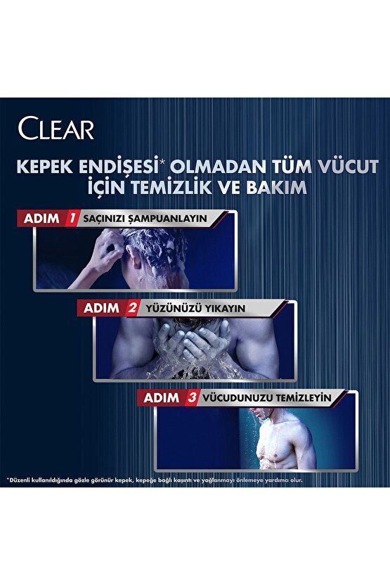 Men 3 in 1 Şampuan & Duş Jeli Ferahlatıcı Mentol Saç Yüz Vücut İçin 350 ml