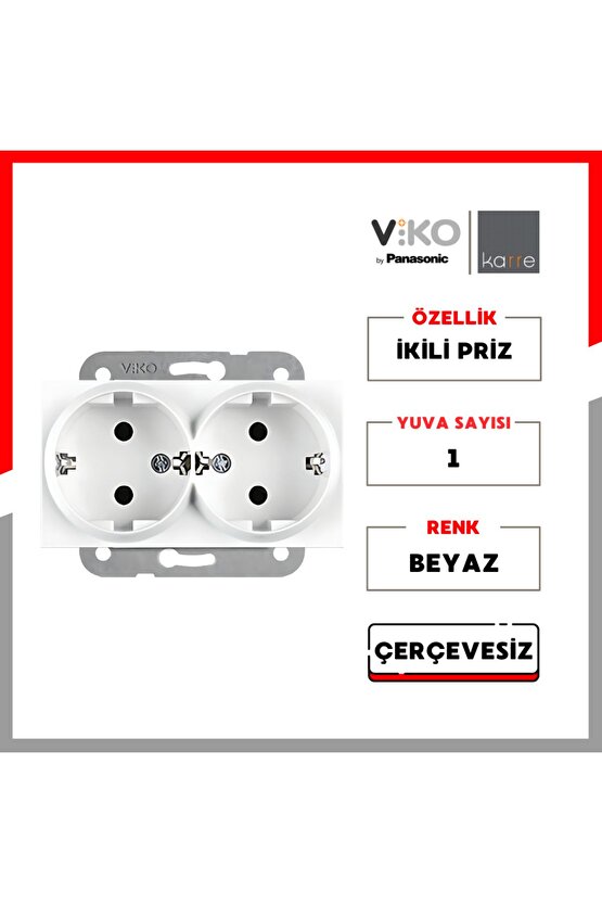 Viko | Karre Ikili Priz, Beyaz, Çerçevesiz