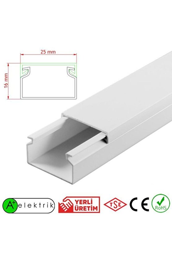 25x16 Mm Bantsız Kablo Kanalı 4x1m=4m