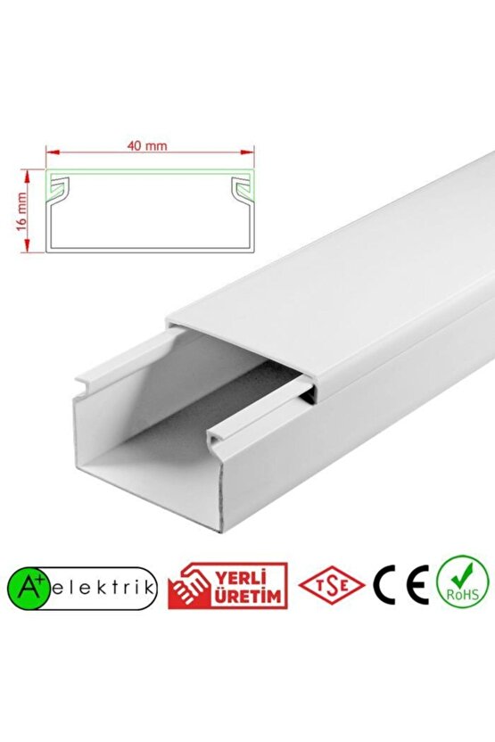 40x16 Mm Bantsız Kablo Kanalı 10x1m=10m