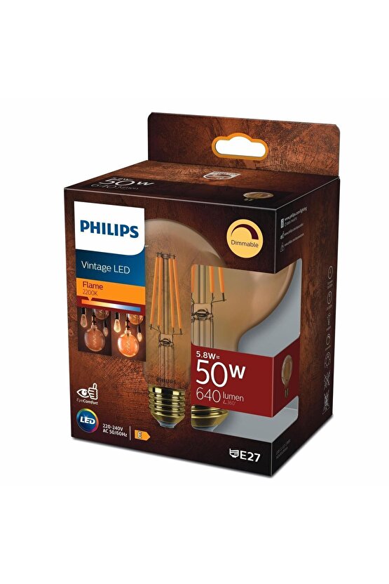 Fılament 50w Gold Amber Globe G95 Dimlenebilir Ampul Sarı Işık