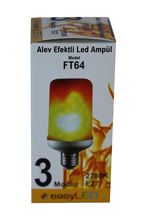 3 Modlu Alev Efektli Led Ampul E27 Duy 2700k