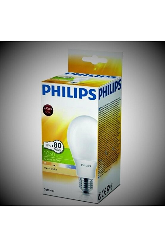 Phılıps 18w=80w Extra Softone yumuşak Sarı Işık-2700kcam (6LI PAKET) 135mmx70mm