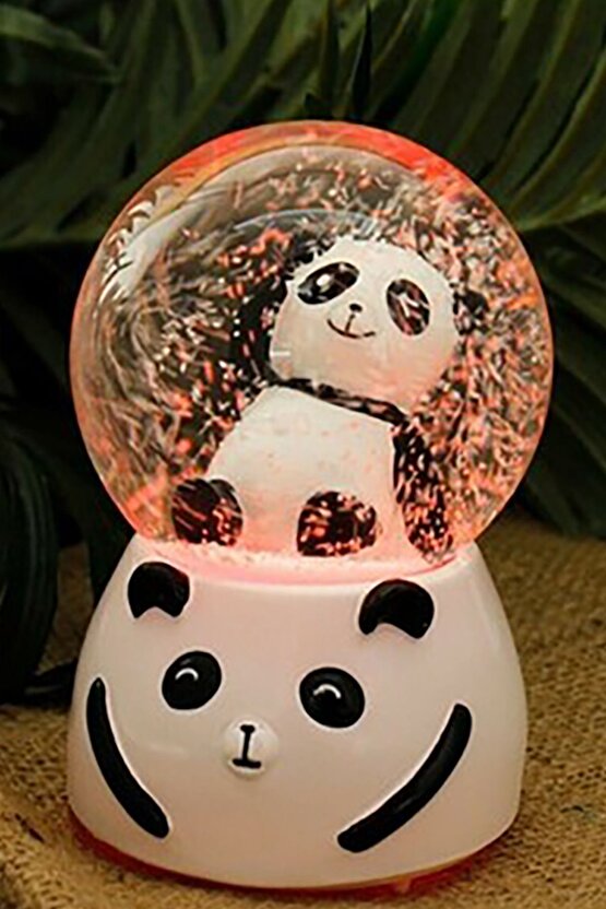 3D Sevimli Panda Orta Boy Işıklı Panda Temalı Kar Küresi Işıklı Panda Temalı Kar Küresi