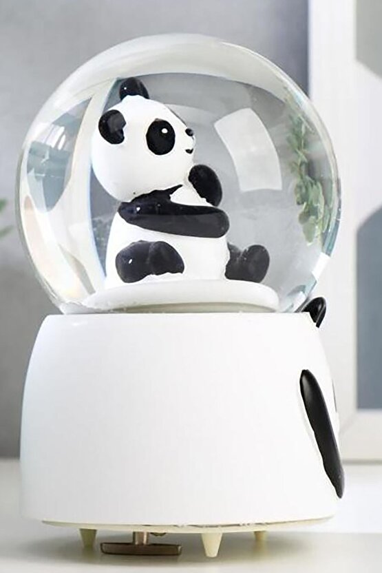 3D Sevimli Panda Orta Boy Işıklı Panda Temalı Kar Küresi Işıklı Panda Temalı Kar Küresi