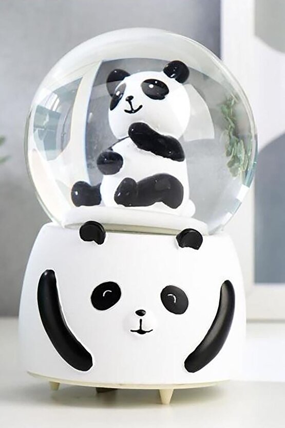 3D Sevimli Panda Orta Boy Işıklı Panda Temalı Kar Küresi Işıklı Panda Temalı Kar Küresi