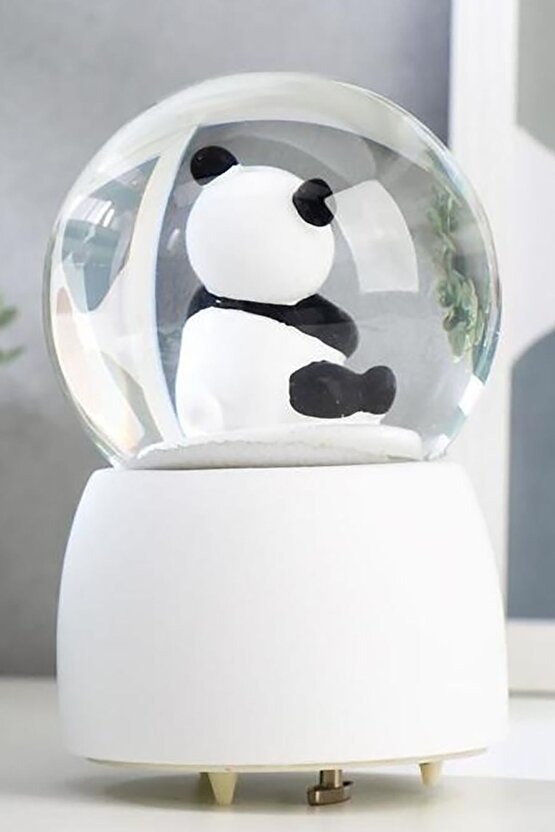 3D Sevimli Panda Orta Boy Işıklı Panda Temalı Kar Küresi Işıklı Panda Temalı Kar Küresi