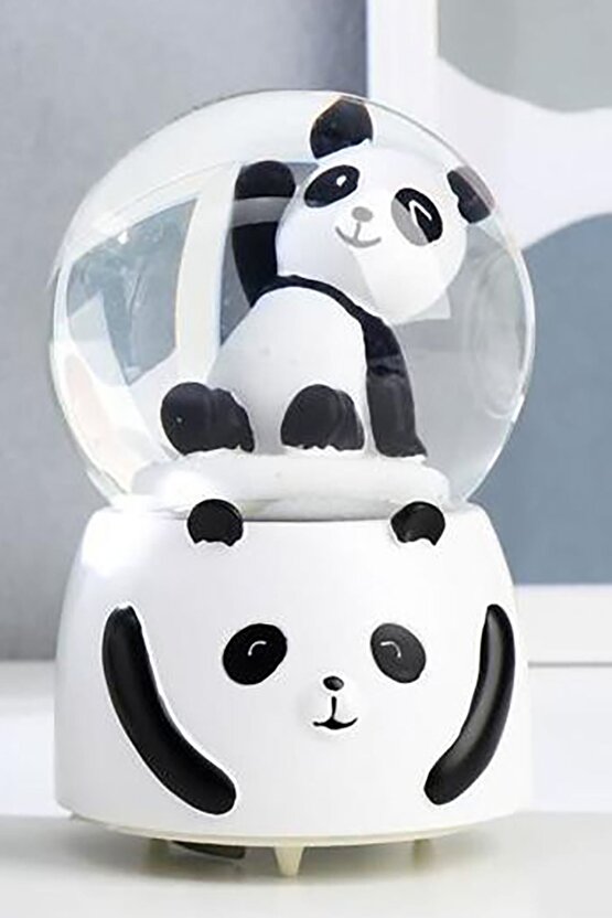 3D Sevimli Panda Orta Boy Işıklı Panda Temalı Kar Küresi Işıklı Panda Temalı Kar Küresi