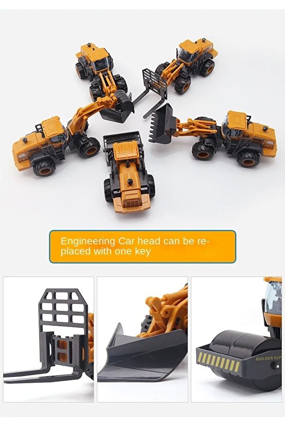 İnşaat Araçları Oyuncak   Büyük Vİnç Dozer Kepçe Slindir Forklift Kar Küreyici 5 Li Set