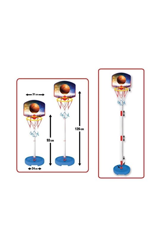 Ayaklı Ayarlanabilir 3 Farklı Boy Basket Potası Ve Top