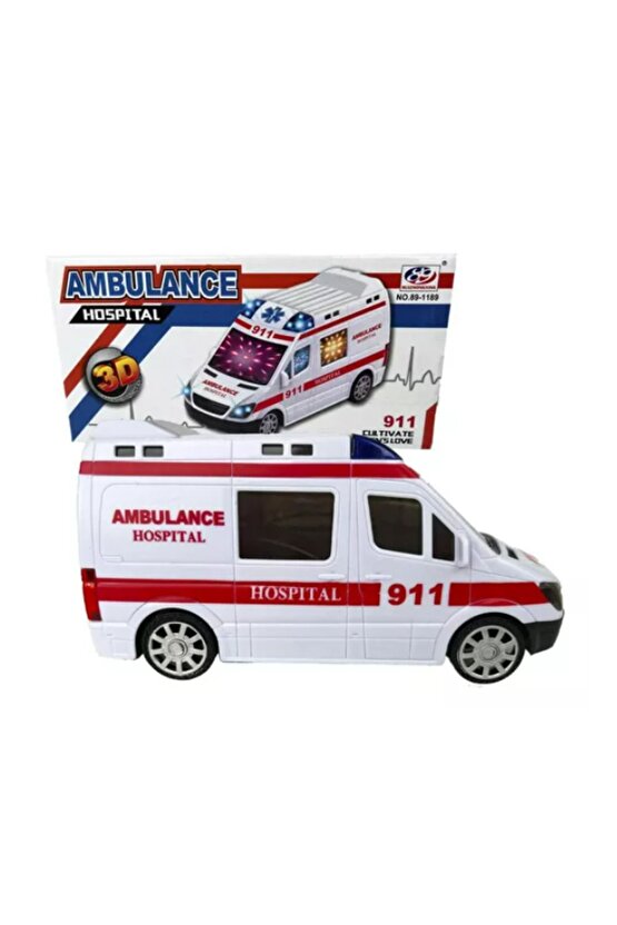 Ctoys Pilli 3D Işıklı Ve Sesli Ambulans 89-1189