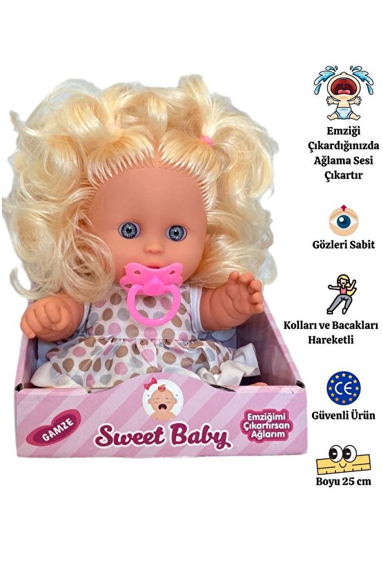 Sweet Baby Ağlayan Sarı Saçlı Et Bebek Oyuncak (25 CM)