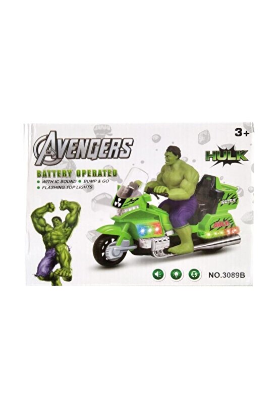 Hulk Motor Pilli Sesli Işıklı Yeşil Dev Adam 20 Cm Çocuk Oyuncak