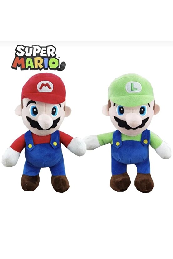 Dev Süper Mario Bros Luigi Peluş Ikili Set Kardeşler 25 Cm