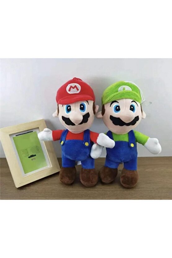 Dev Süper Mario Bros Luigi Peluş Ikili Set Kardeşler 25 Cm