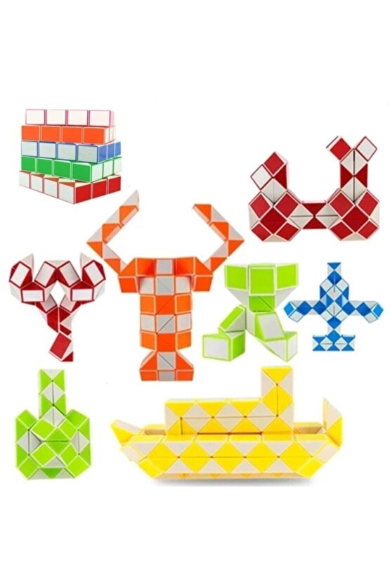 Şekilden Şekile Giren Sihirli Yılan Zeka Küpü Snake Magic Cube 3 Lü Set