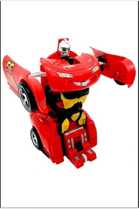 Sarı 2 Adet Birlikte Robota Dönüşen Çek Bırak Die Cast Araba Kırmızı 14 cm