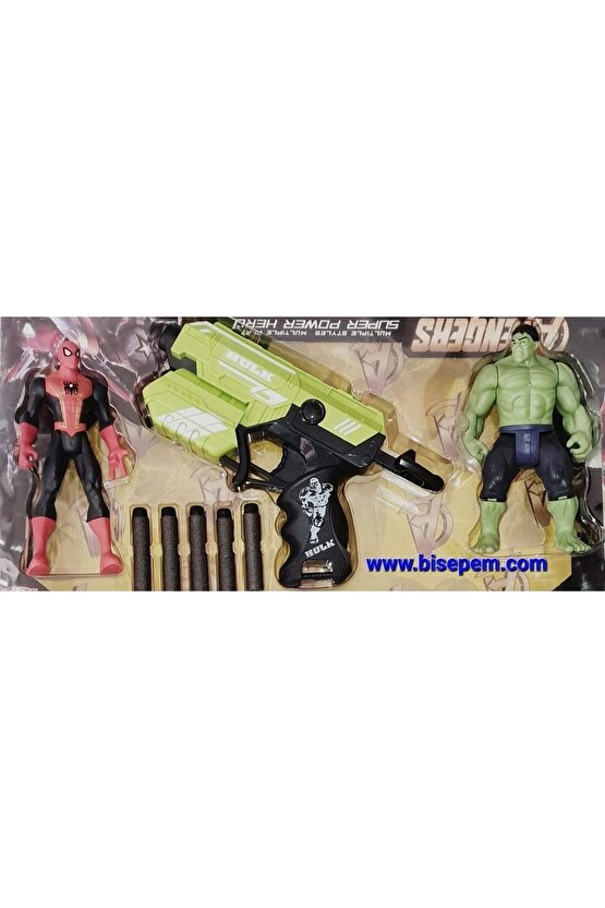 Spiderman Ve Hulk Nerf Silah 3lü Set Oyuncak Spiderman Ve Hulk Figür Oyuncaklar