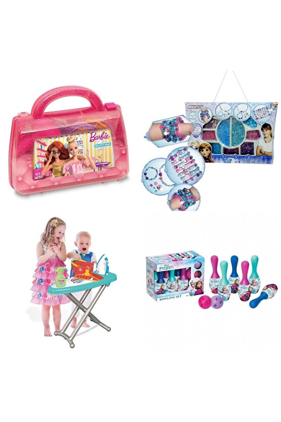 Barbie Güzellik Çantası+candy & Ken Ütü Set+frozen Bowlingfrozen Takı Seti