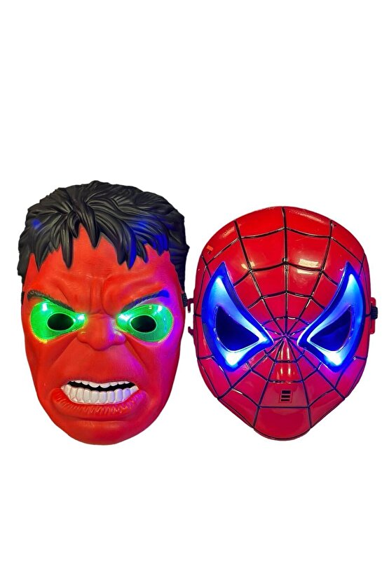 Spiderman Hulk Işıklı Maske 2 Adet