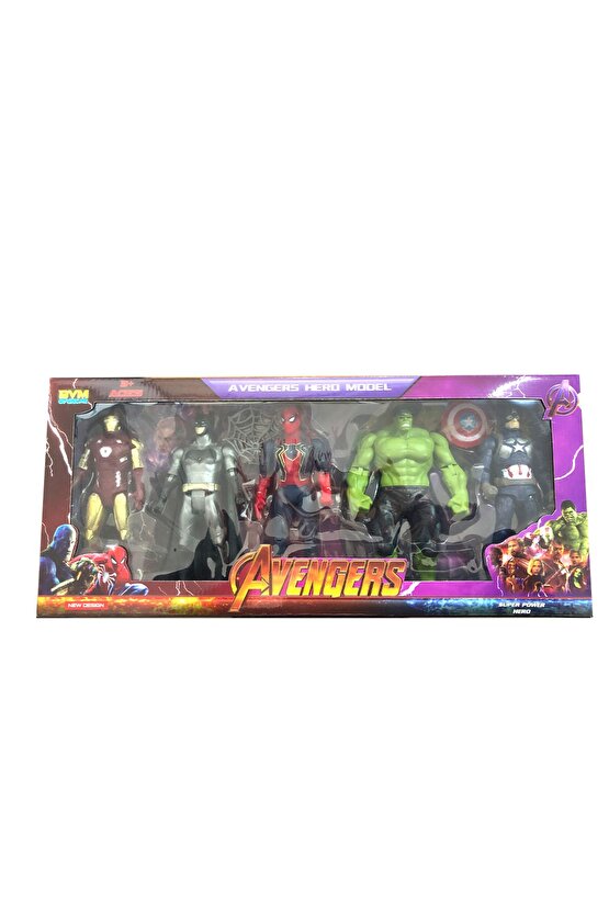 Avengers 5li ışıklı büyük boy figür hulk örümcek adam batman demir adam captain amerika oyuncak