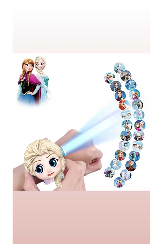 Frozen Elsa 3D Projeksiyonlu Saat 24 Farklı Karakteri Duvara Yansıtır