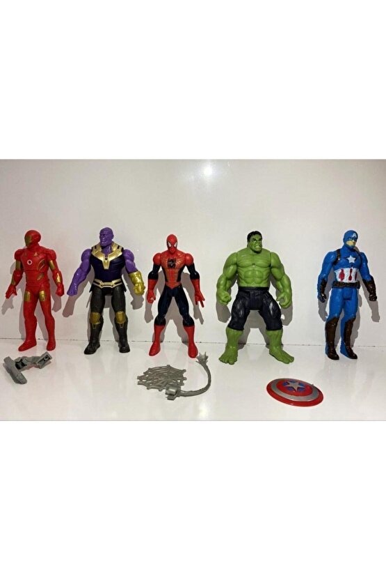 Bade Oyuncak 5li Orta Boy Avengers Kahramanlar Seti Figür Hulk Thanos Spider