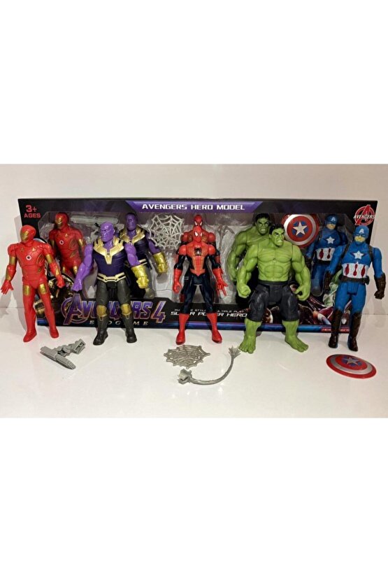 Bade Oyuncak 5li Orta Boy Avengers Kahramanlar Seti Figür Hulk Thanos Spider