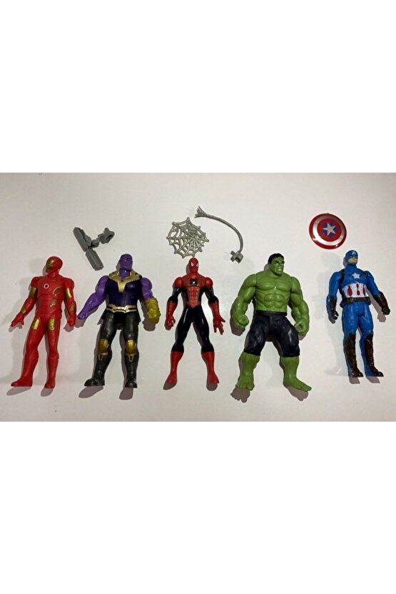 Bade Oyuncak 5li Orta Boy Avengers Kahramanlar Seti Figür Hulk Thanos Spider