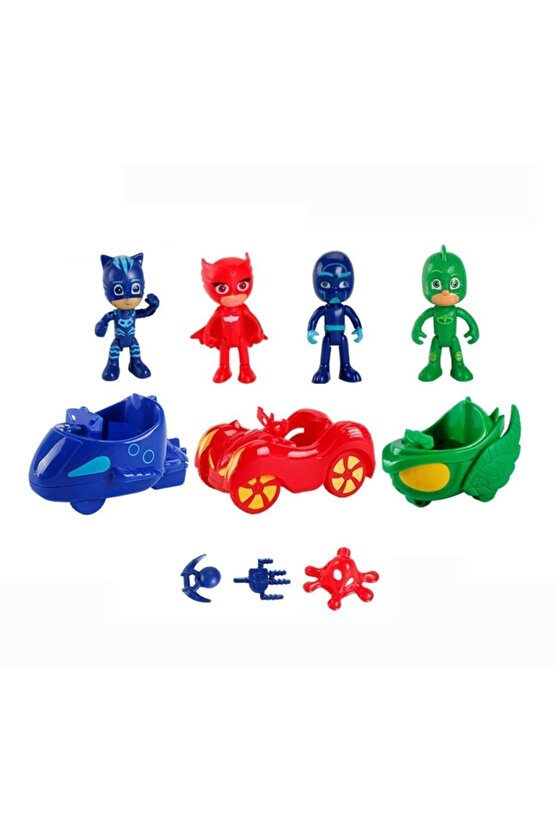 Es3363 Pjmasks Pijimaskeliler Aksiyon Figür Oyuncak Seti Araçları  Aksesuarları