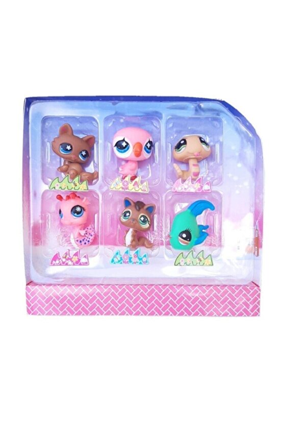 Neşeli Minişler 6lı Miniş Ailesi Oyuncak Pet Star Little Minişler Pembe Kuşlu Model Set