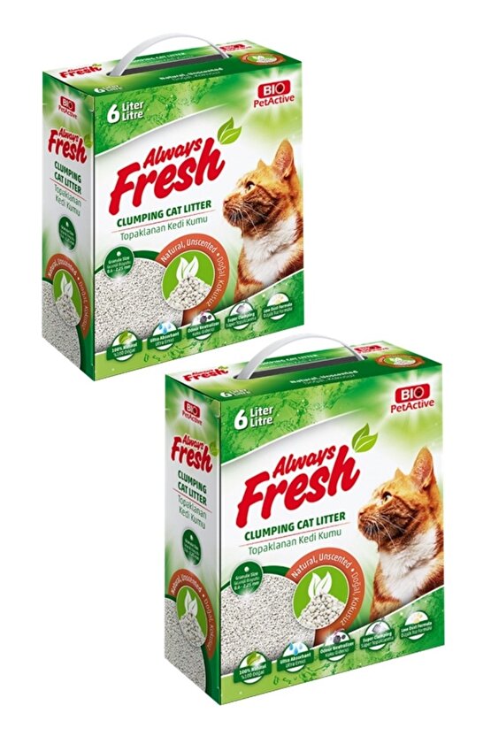 Always Fresh Doğal Kokusuz Kedi Kumu 6 Litre X 2 Adet