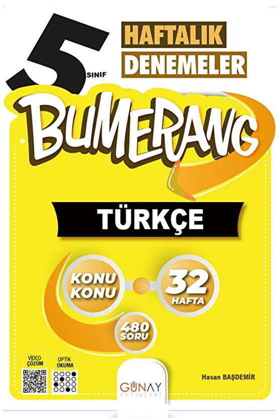 5. Sınıf Bumerang 32 Haftalık Türkçe Denemeleri  Hasan Başdemir  Günay Yayınları  9786258331035