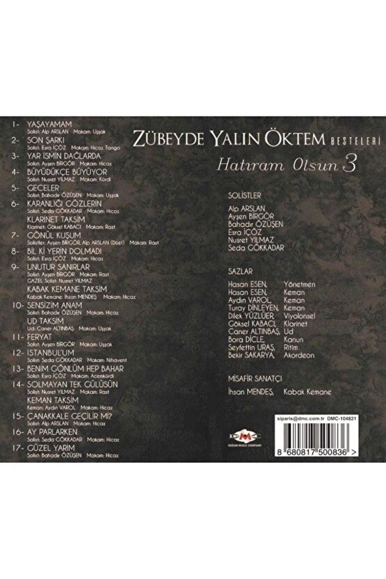 DMC - Zübeyde Yalın Öktem ( Hatıram Olsun 3 ) CD Ambalajında