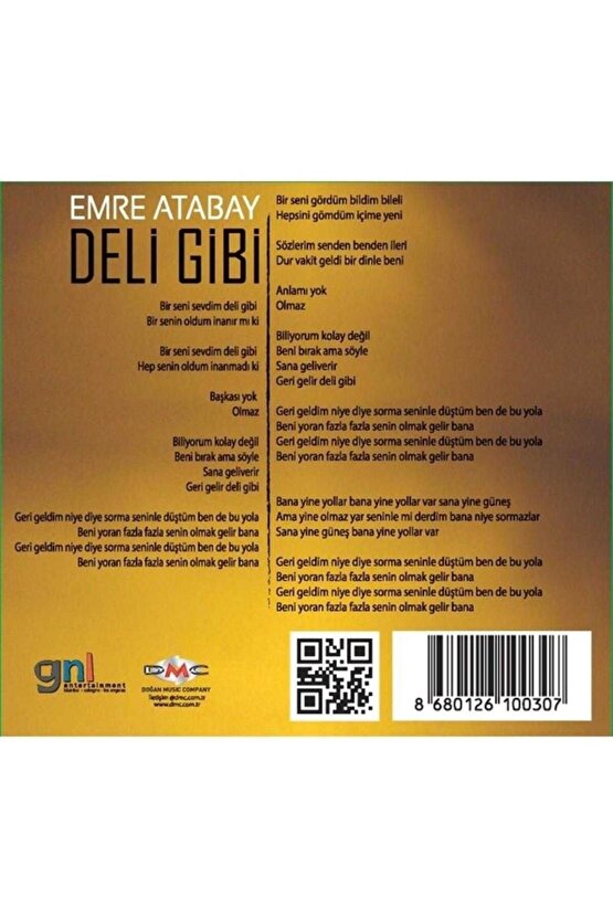 DMC - Emre Atabay - Deli Gibi ) CD Ambalajında