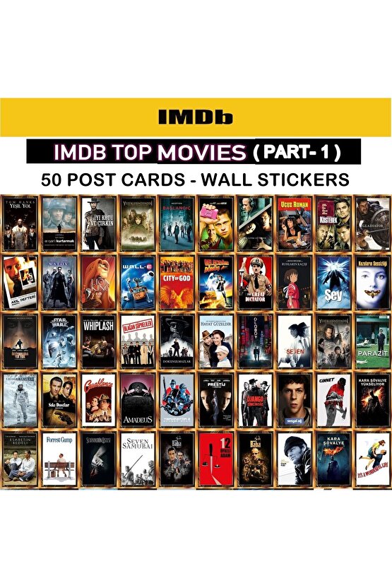 Altın Filmler - Golden Movies - IMDB Top Movies Post Cards - Wall Sticker Part 1 Poster