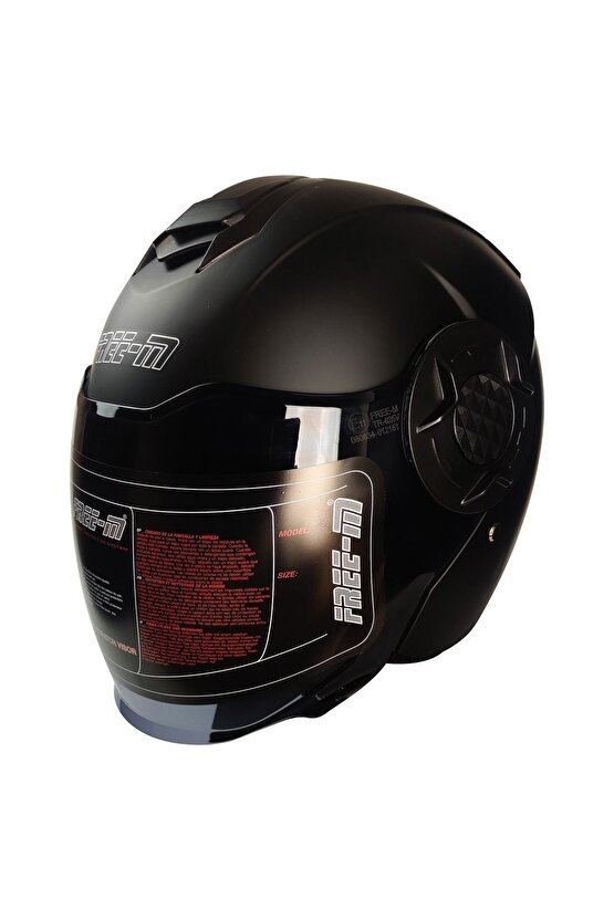 Motosiklet Yarım Kask Double Güneş Vizörlü Ece Sertifikalı Abs Material Motor Kaskı Mat Siyah