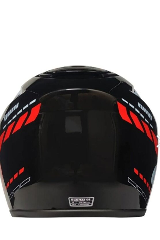 Motosiklet Kaskı Ce Onaylı Full Face Abs Materıal Güneş Vizörlü Kask Evo Red