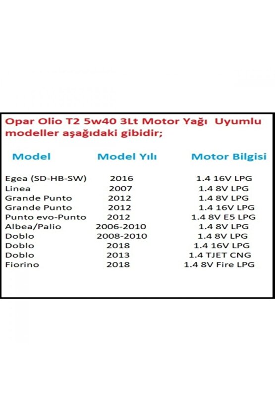 Olio T2 5w40 3lt Motor Yağı