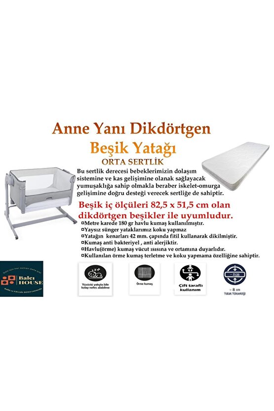 Bebek Beşik Park Sünger Yatak 40x80x12