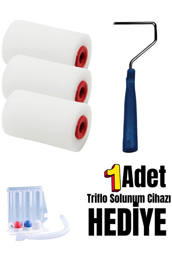 3 Adet 5cm Sünger Rulo 1 Adet Rulo Sapı | Triflo Solunum Cihazı Hediyeli