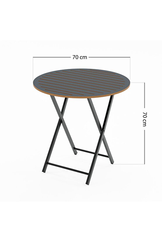 4 Kişilik Minderli Yuvarlak Bistro Takım Bahçe Mutfak Masa Sandalye Füme 1505