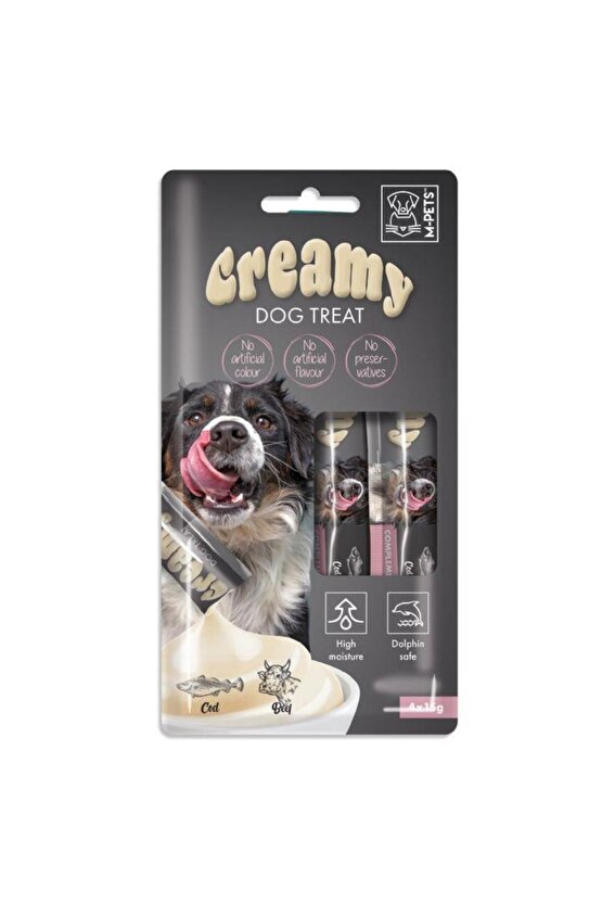 Köpek Ödülü Creamy Morina Balıklı Biftekli 4x15gr