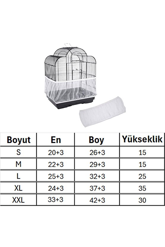 Kafes Tülü XXL - Papağan ve Muhabbet Kuşu Kafes Tülü, Hava Alabilen, 33x42x30cm 360derece