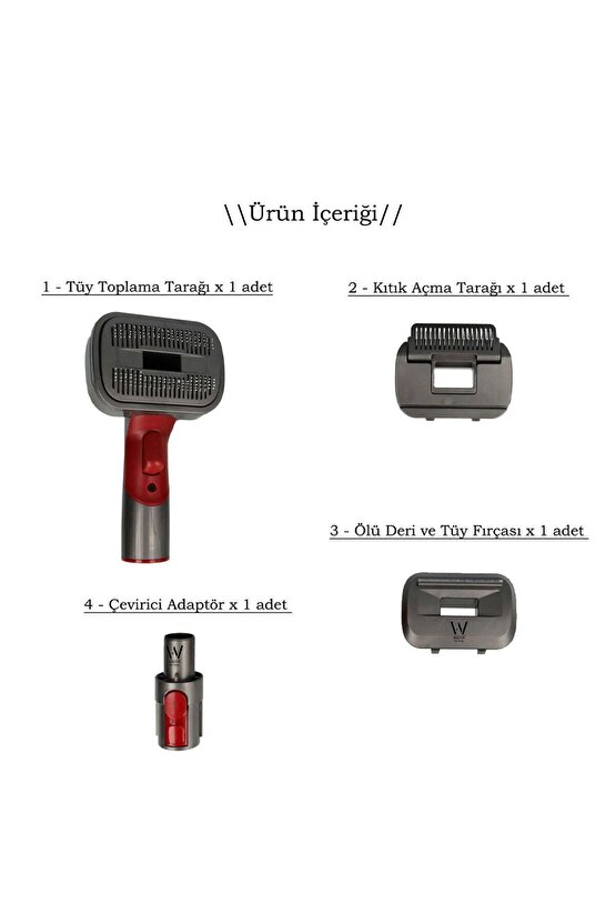 3ü 1 arada Evcil Hayvan Tüy Bakım Fırçası Dyson için uyumlu Bağlantı Adaptörü Dahil