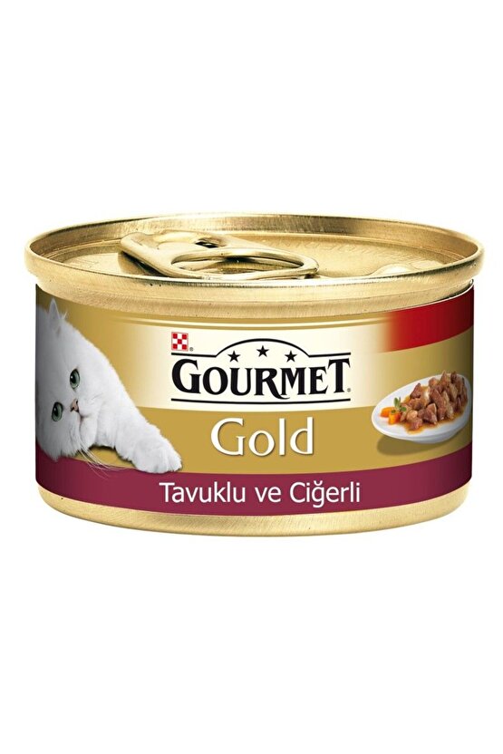 Gold Tavuk Ve Ciğerli Yetişkin Konserve Kedi Maması 85 gr