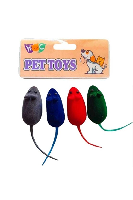 Pet Toys Öten Fare Kedi Oyuncak 4lü Çok Renkli